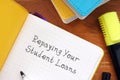 Business concept meaning Repaying Your Student Loans with sign on the page