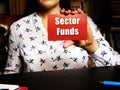 Business concept meaning Sector Funds with inscription on red business card Royalty Free Stock Photo