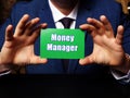 Business concept about Money Manager with phrase on blank business card Royalty Free Stock Photo