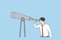 Business concept, monitoring through binoculars concept