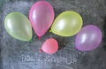 Business concept, never give up, four ballons and one flat Royalty Free Stock Photo