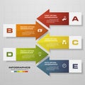 Business concept with 5 options in arrow shape parts, steps or processes. Royalty Free Stock Photo