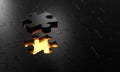 Business concept.outstanding gold jigsaw on black. Leader, Unique, Think different, standing out from the crowd concept