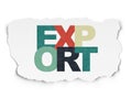 Business concept: Export on Torn Paper background