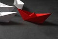 Business Concept, Paper Boat, the key opinion Leader, the concept of influence Royalty Free Stock Photo
