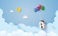 House hanging with colorful balloon.