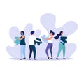 Business concept People connecting puzzle elements. Team metaphor. Vector illustration flat style Symbol of teamwork, cooperation Royalty Free Stock Photo