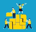 Business concept. People connecting puzzle. Teamwork, cooperation, partnership metaphor. Vector illustration flat design Royalty Free Stock Photo