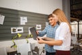 Business concept. Business people discussing the charts and graphs showing the results of their successful teamwork. Royalty Free Stock Photo