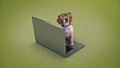 Business concept pet dog using laptop computer. Royalty Free Stock Photo