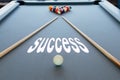 Business concept picture of success in the snooker billiard pool table with balls set, selective focus Royalty Free Stock Photo
