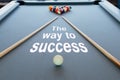 Business concept picture of success in the snooker billiard pool table with balls set, selective focus Royalty Free Stock Photo