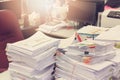 Business Concept, Pile of unfinished documents on office desk, Stack of business paper Royalty Free Stock Photo