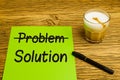 Business concept problem solution green paper Royalty Free Stock Photo