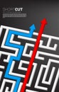 red arrow short cut route break out of maze and blue route find way out. Royalty Free Stock Photo