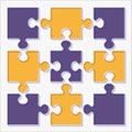 Business concept puzzles. Flat vector cartoon illustration. Royalty Free Stock Photo