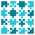 Business concept puzzles. Sixteen pieces. Flat vector cartoon illustration. Royalty Free Stock Photo