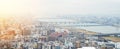 Panoramic modern city skyline aerial view in Osaka, Japan