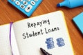 Business concept about Repaying Your Student Loans with phrase on the page