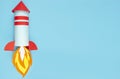 Business concept.Rocket on a blue background. Growth and revival of the business. Business idea. Banner. Copy space Royalty Free Stock Photo