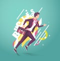 Business concept of running businessman. Royalty Free Stock Photo