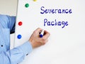 Business concept about Severance Package with inscription on the sheet