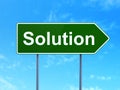 Business concept: Solution on road sign background Royalty Free Stock Photo