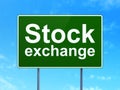 Business concept: Stock Exchange on road sign background