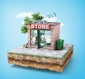 Business concept. Store with glass case Royalty Free Stock Photo