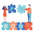 Business concept. Team metaphor. people connecting puzzle elements. Royalty Free Stock Photo