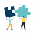 Business concept. Team metaphor. people connecting puzzle elements. Vector illustration flat design style. Symbol of teamwork, Royalty Free Stock Photo