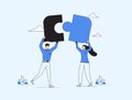 Business concept. Team metaphor. people connecting puzzle elements. Vector illustration flat design style. Teamwork