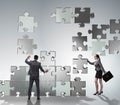 Business concept of teamwork with puzzle pieces Royalty Free Stock Photo