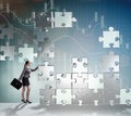 Business concept of teamwork with puzzle pieces Royalty Free Stock Photo