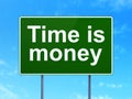 Business concept: Time is Money on road sign background Royalty Free Stock Photo