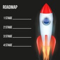 Business concept of timeline roadmap with rocket