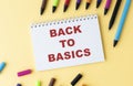 Top view notebook writing BACK TO BASIC Royalty Free Stock Photo