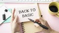Top view notebook writing BACK TO BASIC Royalty Free Stock Photo