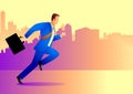 Businessman running with briefcase Royalty Free Stock Photo