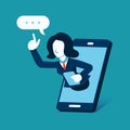 Business concept vector illustration businesswoman on screen of smartphone