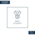 Business concept, web icon from thin lines. Best Student Support - Vector Royalty Free Stock Photo