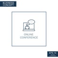 Business concept, web icon from thin lines. Online conference - Vector Royalty Free Stock Photo