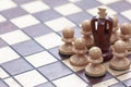 Business concept of win or defeat, loss Chessboard and figures of the king and pawns.