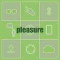 Business concept. word pleasure . Icon and button set