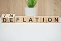 Business concept words inflation deflation on wooden blocks Royalty Free Stock Photo