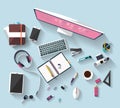 Business concept - work concept - flat design - place of work Royalty Free Stock Photo