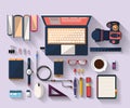 Business concept - work concept - flat design - place of work Royalty Free Stock Photo