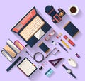 Business concept - work concept - flat design - place of work Royalty Free Stock Photo