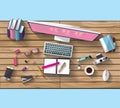 Business concept - work concept - flat design - place of work Royalty Free Stock Photo