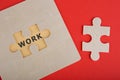 Business concept - Work word written on piece of jigsaw puzzle